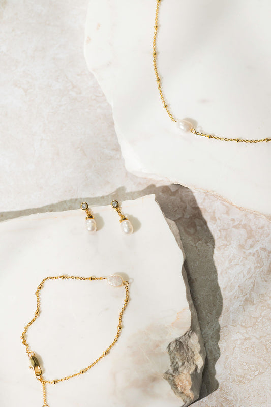 Liberté Gold Bracelet with Pearl | Gretel Lane | Womens Jewellery
