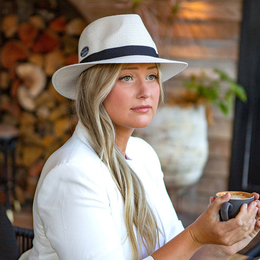 Before Dark Pana-mate Fedora Ivory with Black Band | Women's Hats | Gretel Lane
