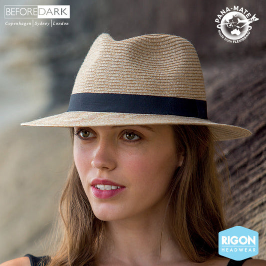 Before Dark Pana-Mate Crushable Fedora Natural with Black Band | Women's Hats | Gretel Lane