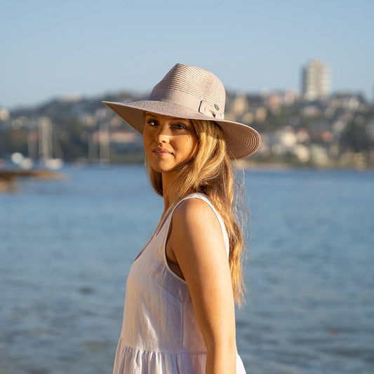 Before Dark Fiona Flexibraid Wide Brim Fedora Sandstone | Women's Hats | Gretel Lane