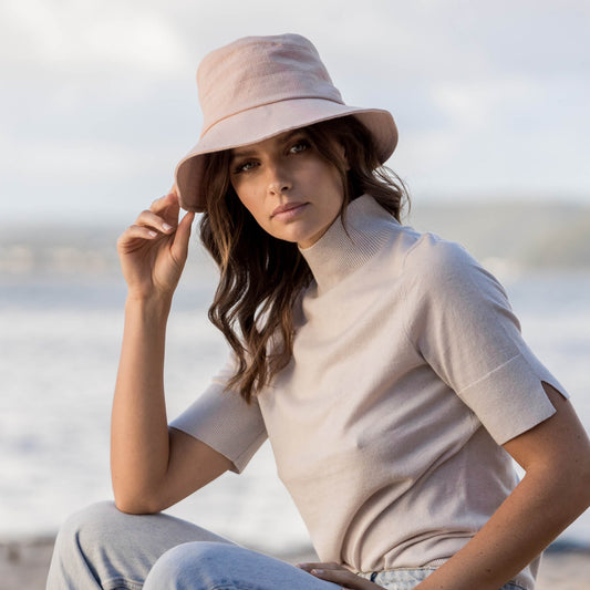 Before Dark Rosie Linen Bucket Hat Dusty Rose | Women's Hats | Gretel Lane