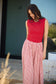 Daphne Dress (White w Red Stripe)