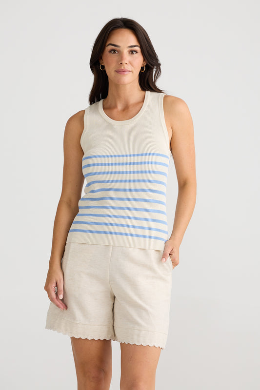 Amba Tank (Ecru w/ Blue Stripe)