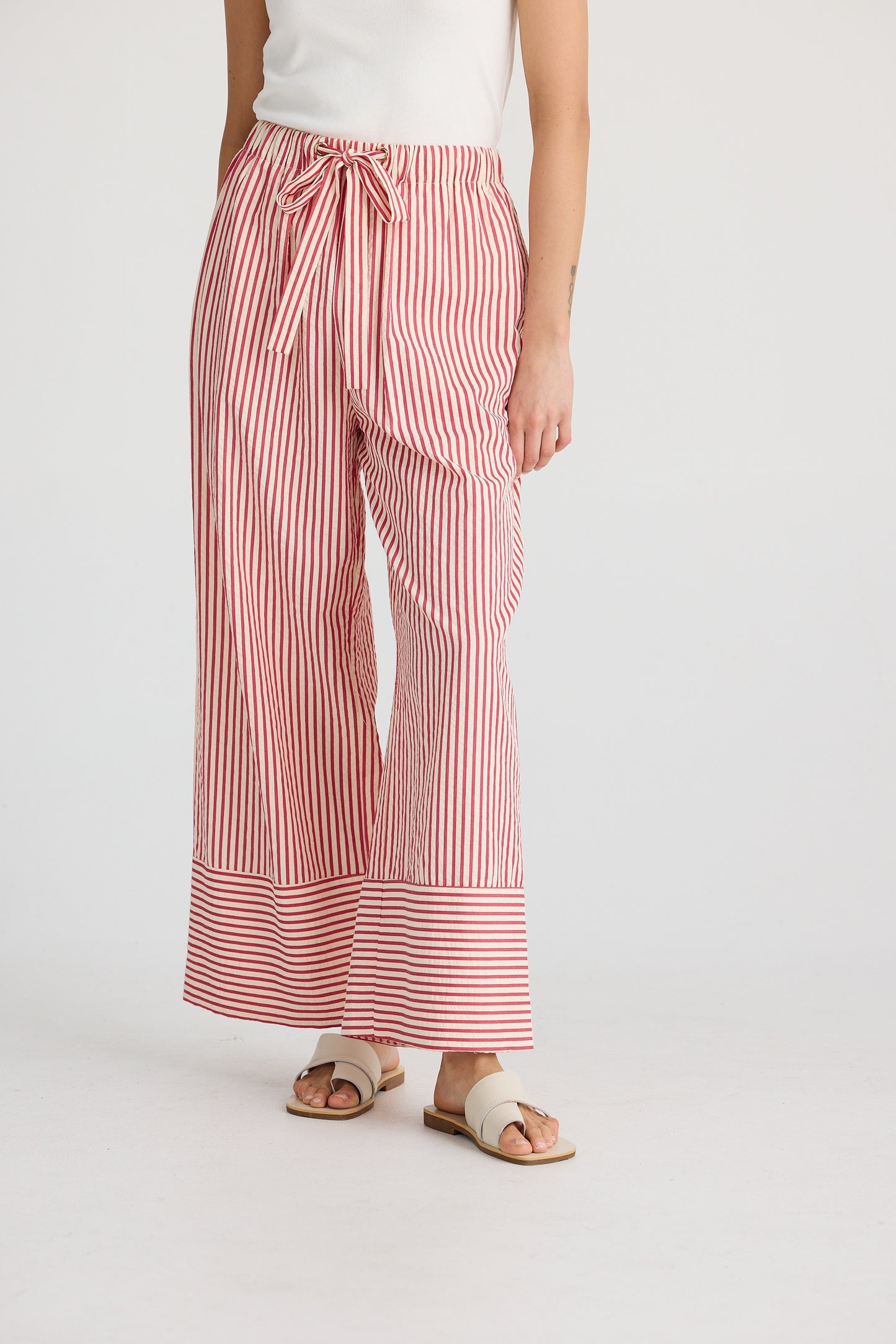 Portia Pant (White w Red Stripe)