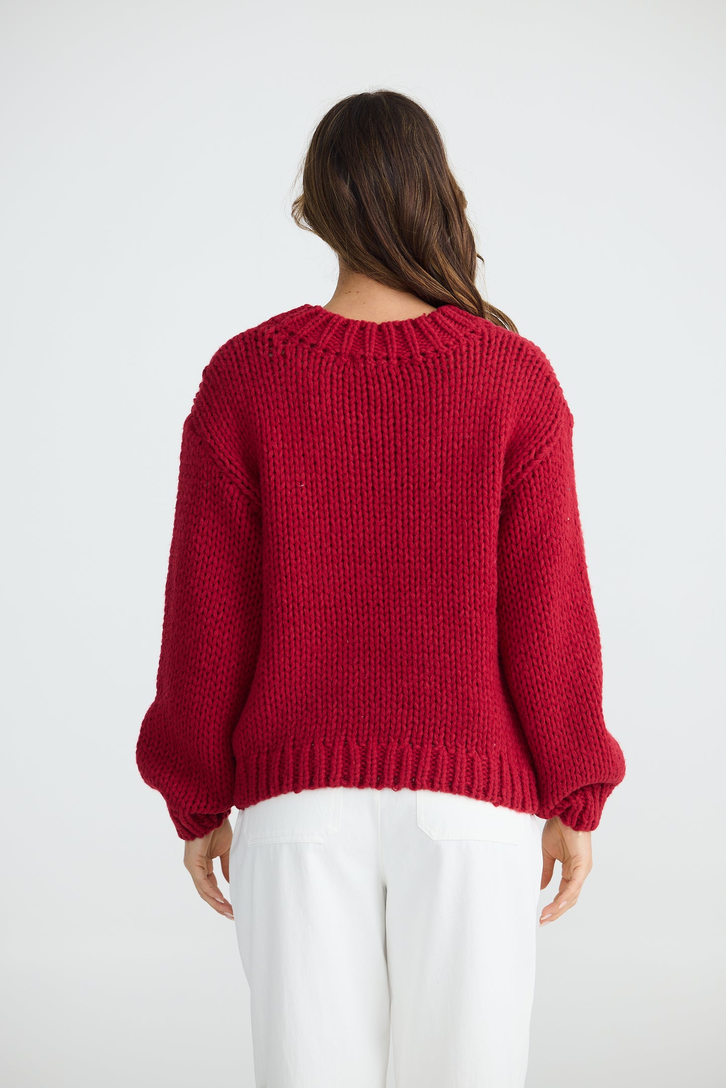 Heart on My Sleeve Knit (Cherry w Off White)