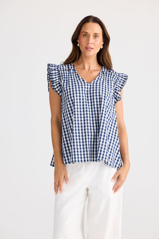 Paz Top (Navy Gingham)