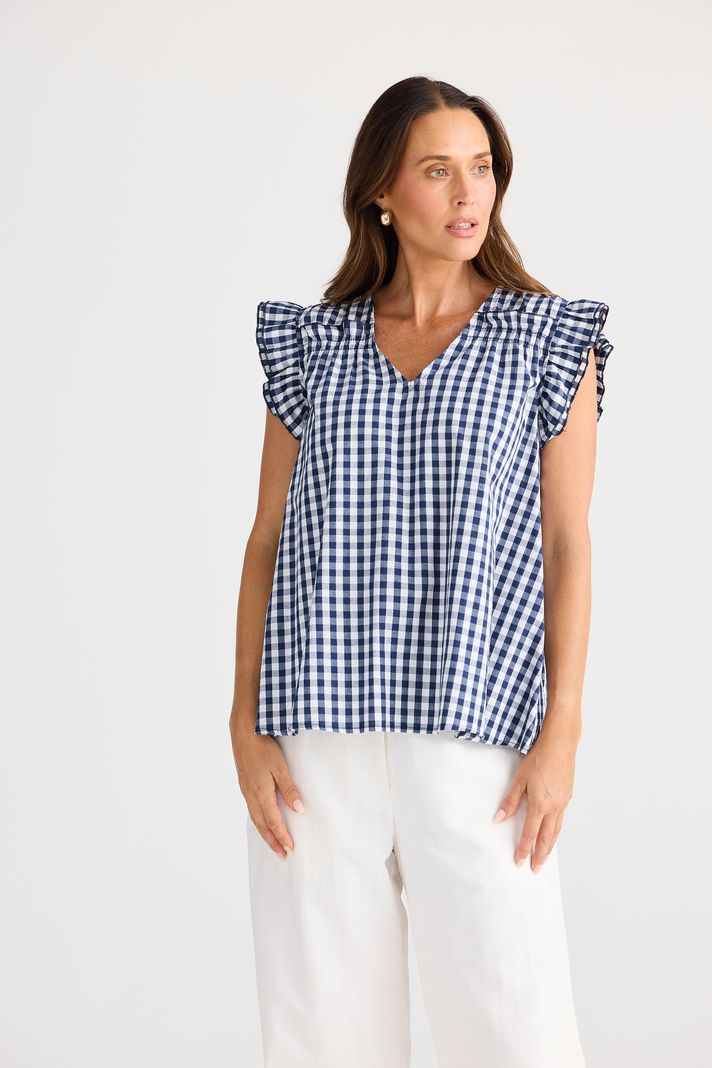 Paz Top (Navy Gingham)
