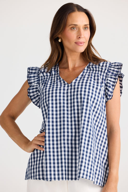 Paz Top (Navy Gingham)