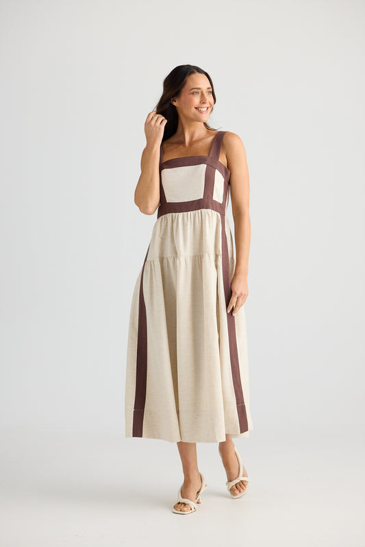Jolie Dress (Natural w/ Chocolate)