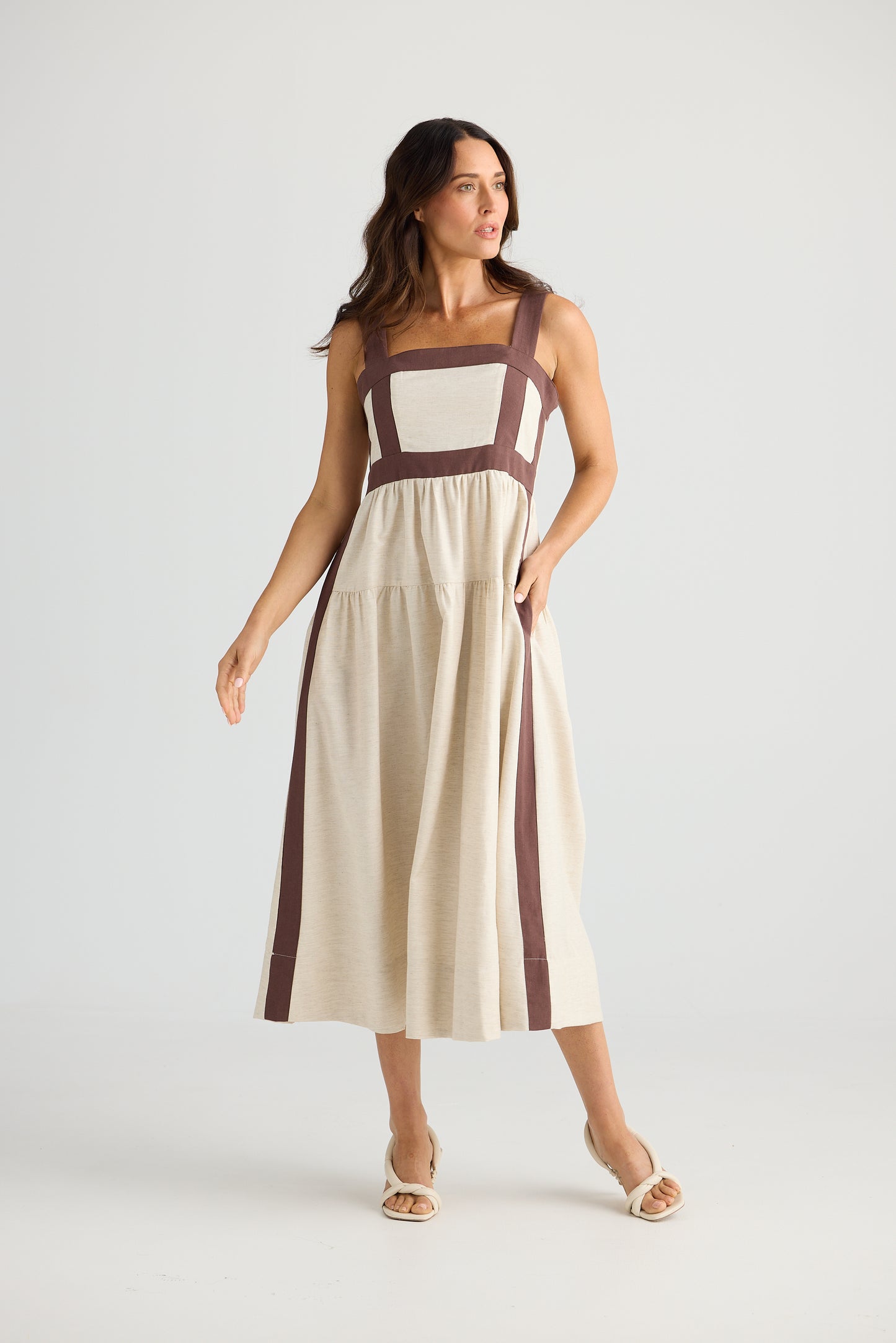 Jolie Dress (Natural w/ Chocolate)