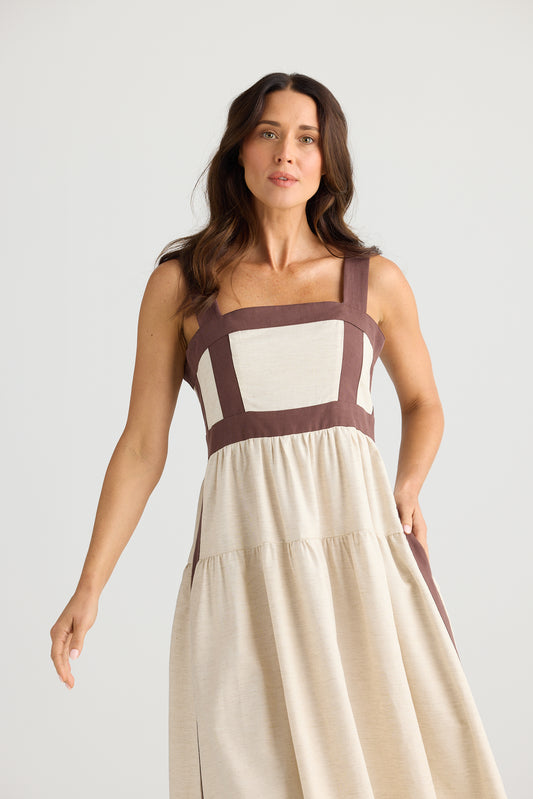 Jolie Dress (Natural w/ Chocolate)