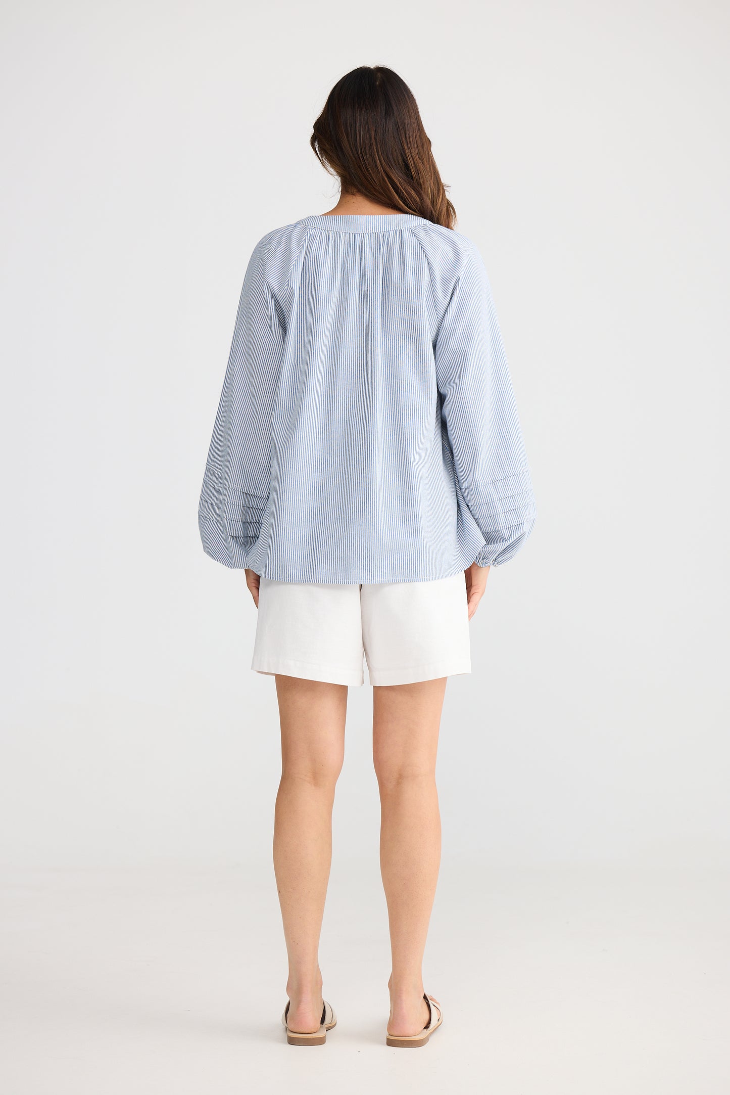 Mardi Blouse (Blue Pinstripe)