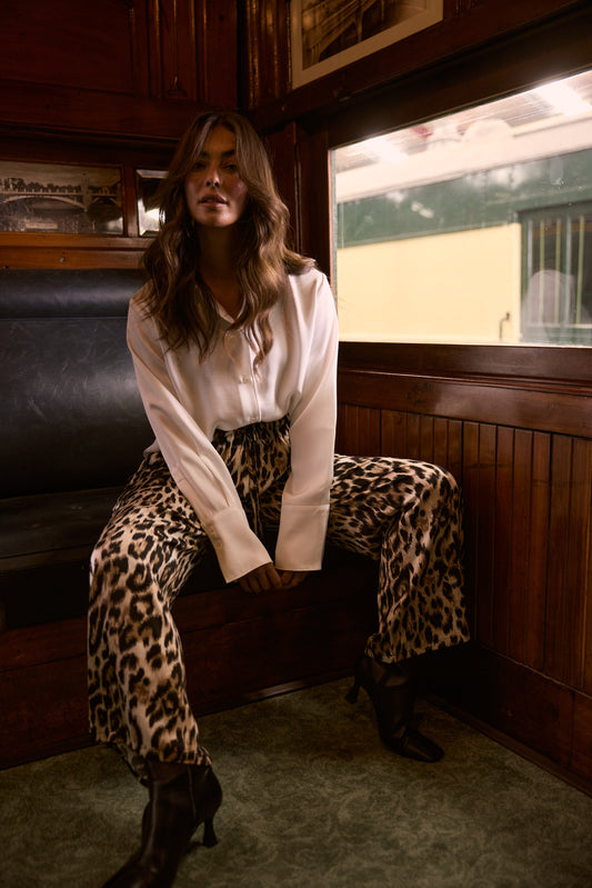 Brave + True Glenda Satin Pant in Leopard Print | Women's Clothing | Gretel Lane