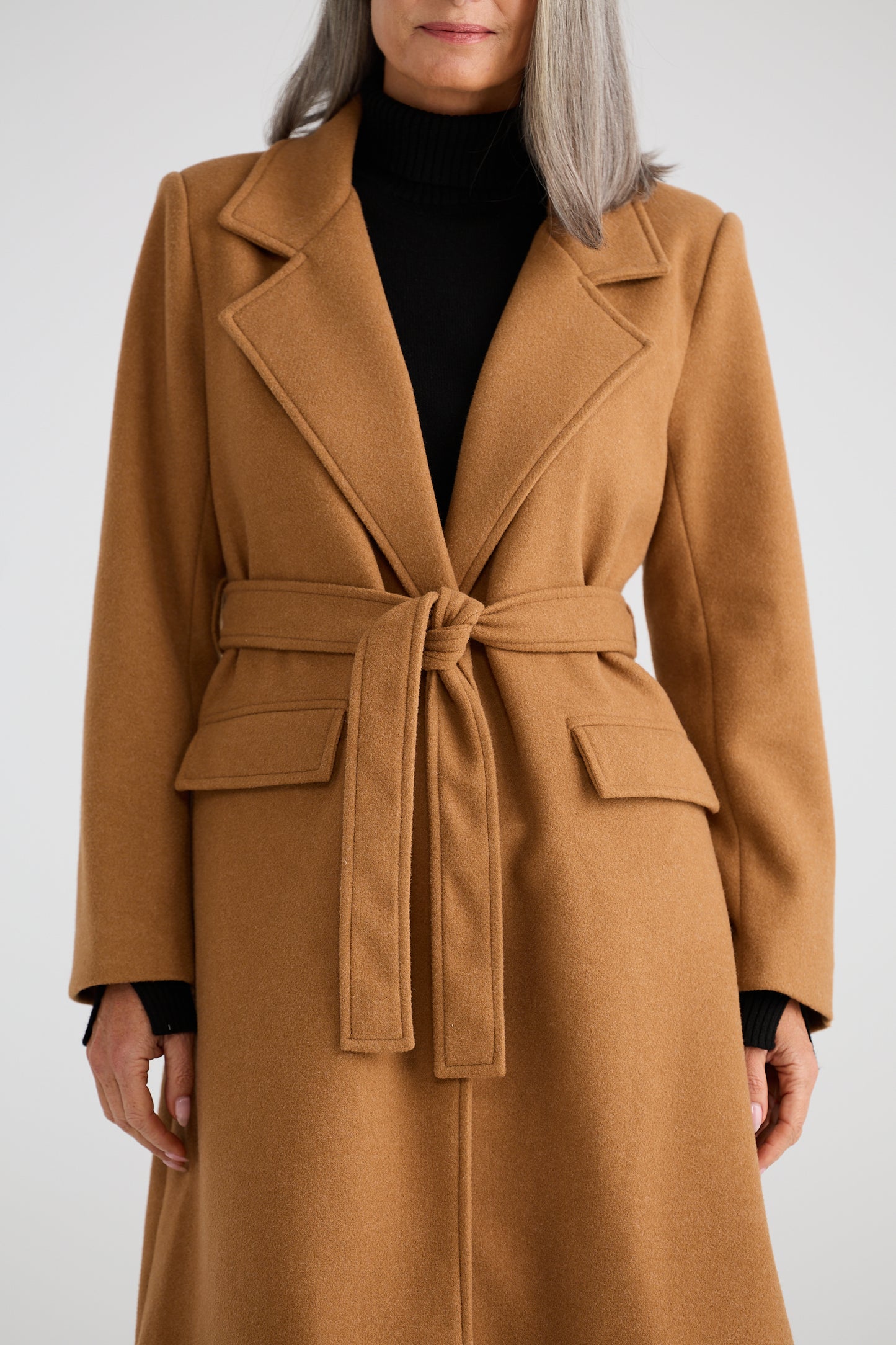 Brave + True Julianne Knee Length Coat in Camel | Women's Coats | Gretel Lane