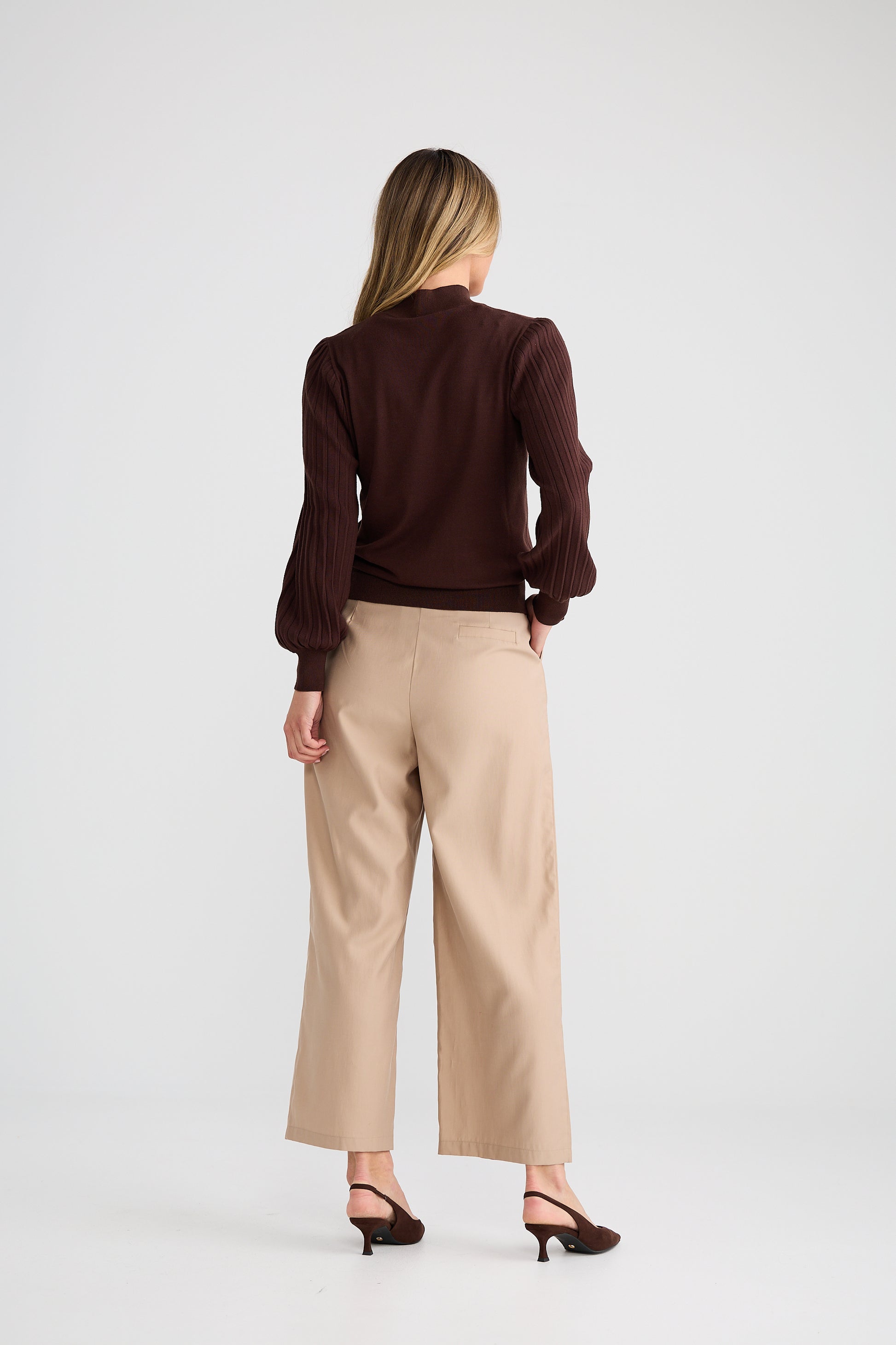 Brave + True Briony Knit Long Sleeve Top in Brown | Women's Clothing | Gretel Lane