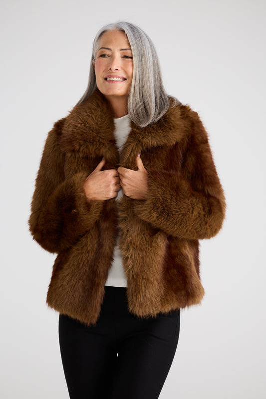 Brave + True Steinway Faux Fur Jacket in Mink | Women's Jackets | Gretel Lane