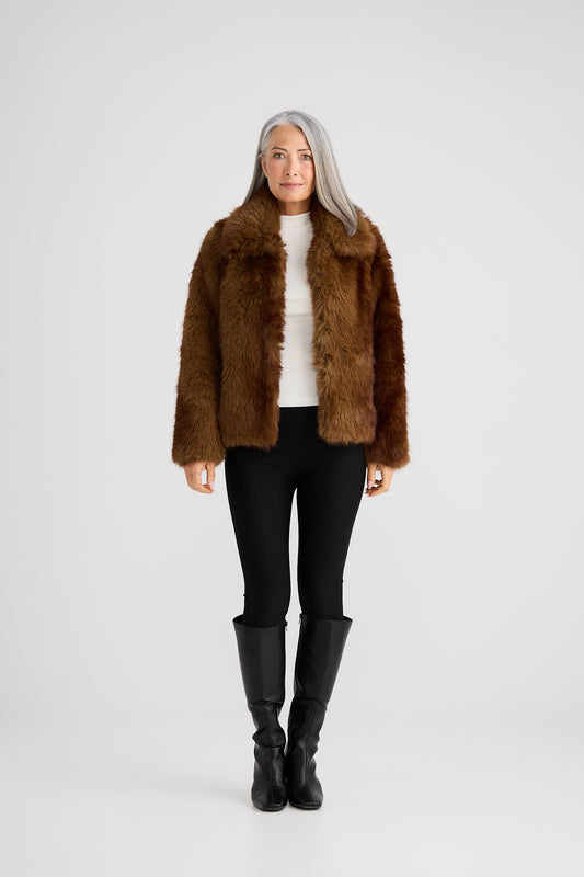 Brave + True Steinway Faux Fur Jacket in Mink | Women's Jackets | Gretel Lane