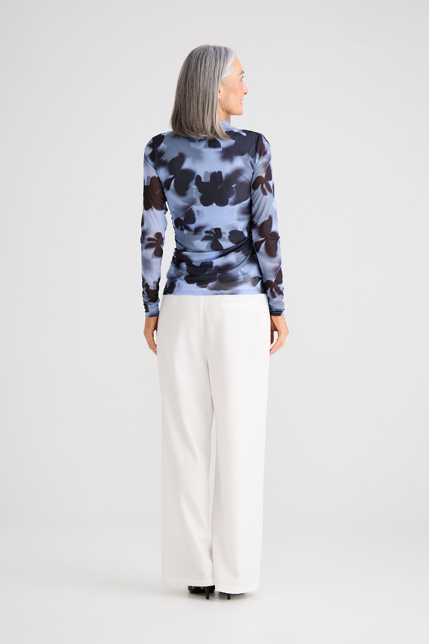 Brave + True Salem Mesh Top in Blue Abstract Floral | Women's Clothing | Gretel Lane