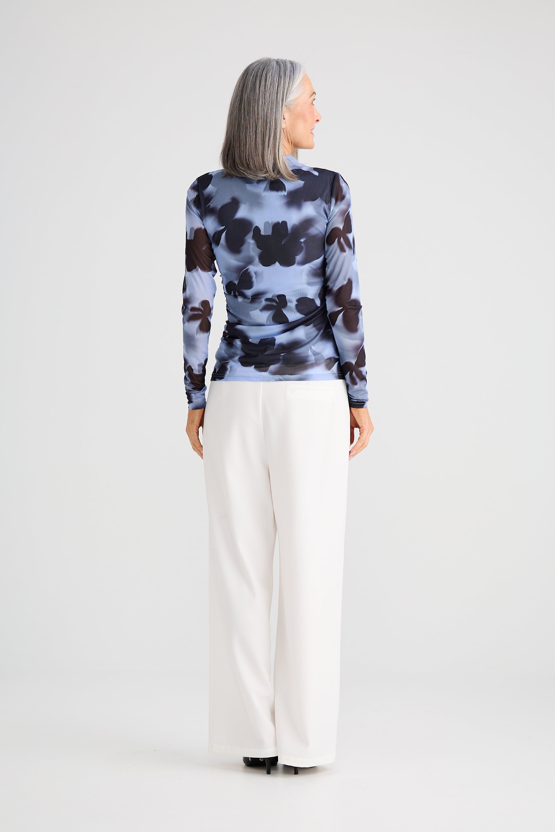 Brave + True Salem Mesh Top in Blue Abstract Floral | Women's Clothing | Gretel Lane