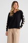 Brave + True Britney V-Neck Knit Jumper in Black Flower | Women's Knitwear | Gretel Lane