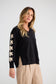 Brave + True Britney V-Neck Knit Jumper in Black Flower | Women's Knitwear | Gretel Lane