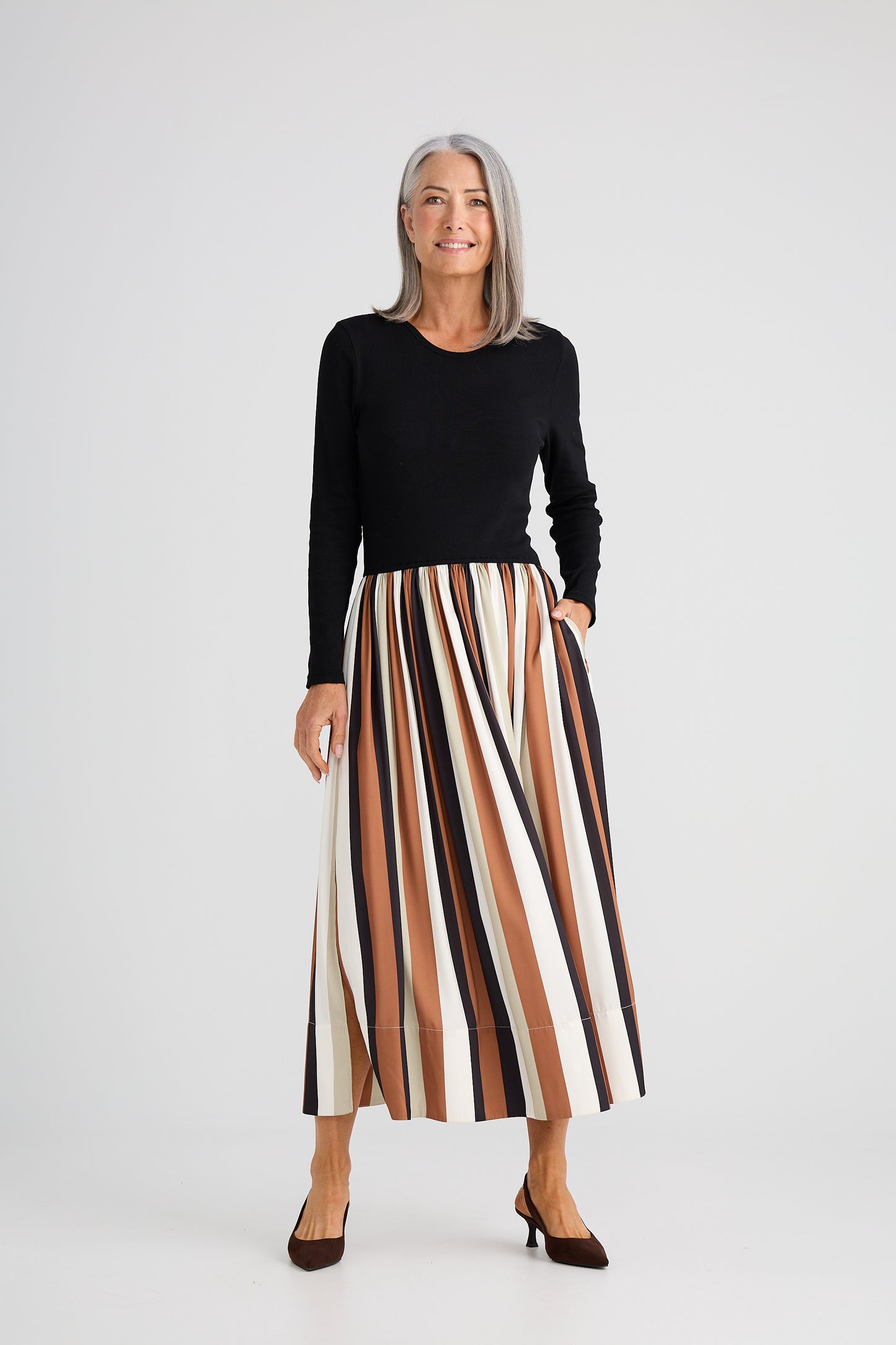 Brave + True Daphne Long Sleeve Dress in Oakley Stripe | Women's Clothing | Gretel Lane