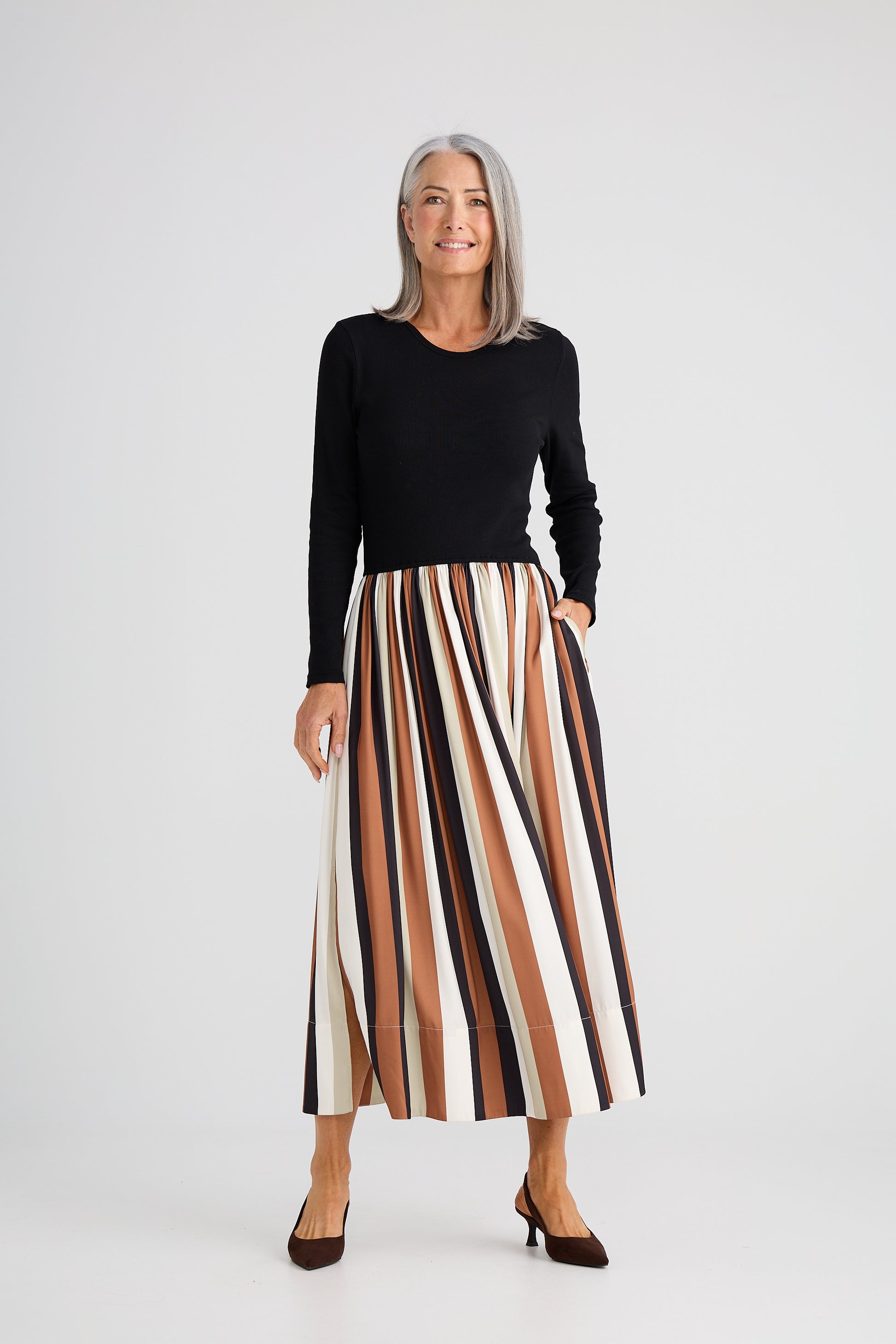Brave + True Daphne Long Sleeve Dress in Oakley Stripe | Women's Clothing | Gretel Lane