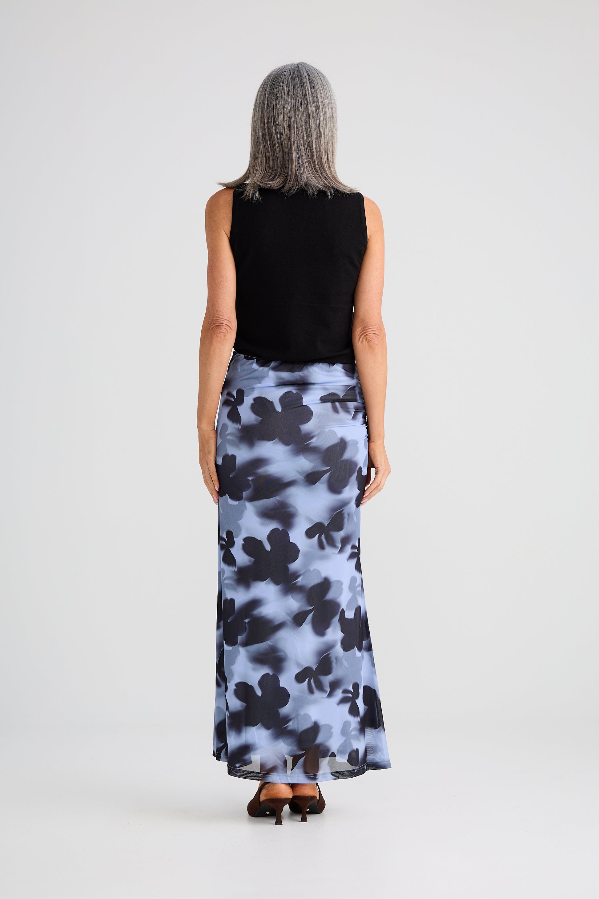 Brave + True Salem Mesh Skirt in Blue Abstract Floral | Women's Clothing | Gretel Lane