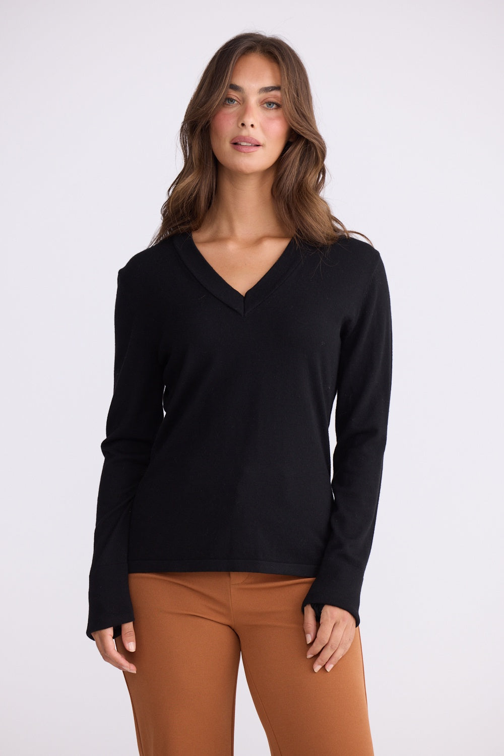 Brave + True Cassian Long Sleeve Knit Top in Black | Women's Clothing | Gretel Lane