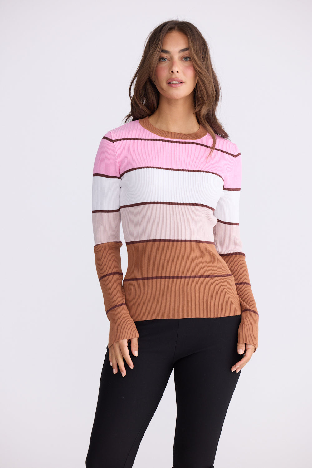 Brave + True Unley Knit Long Sleeve Top in Rose Stripe | Women's Clothing | Gretel Lane