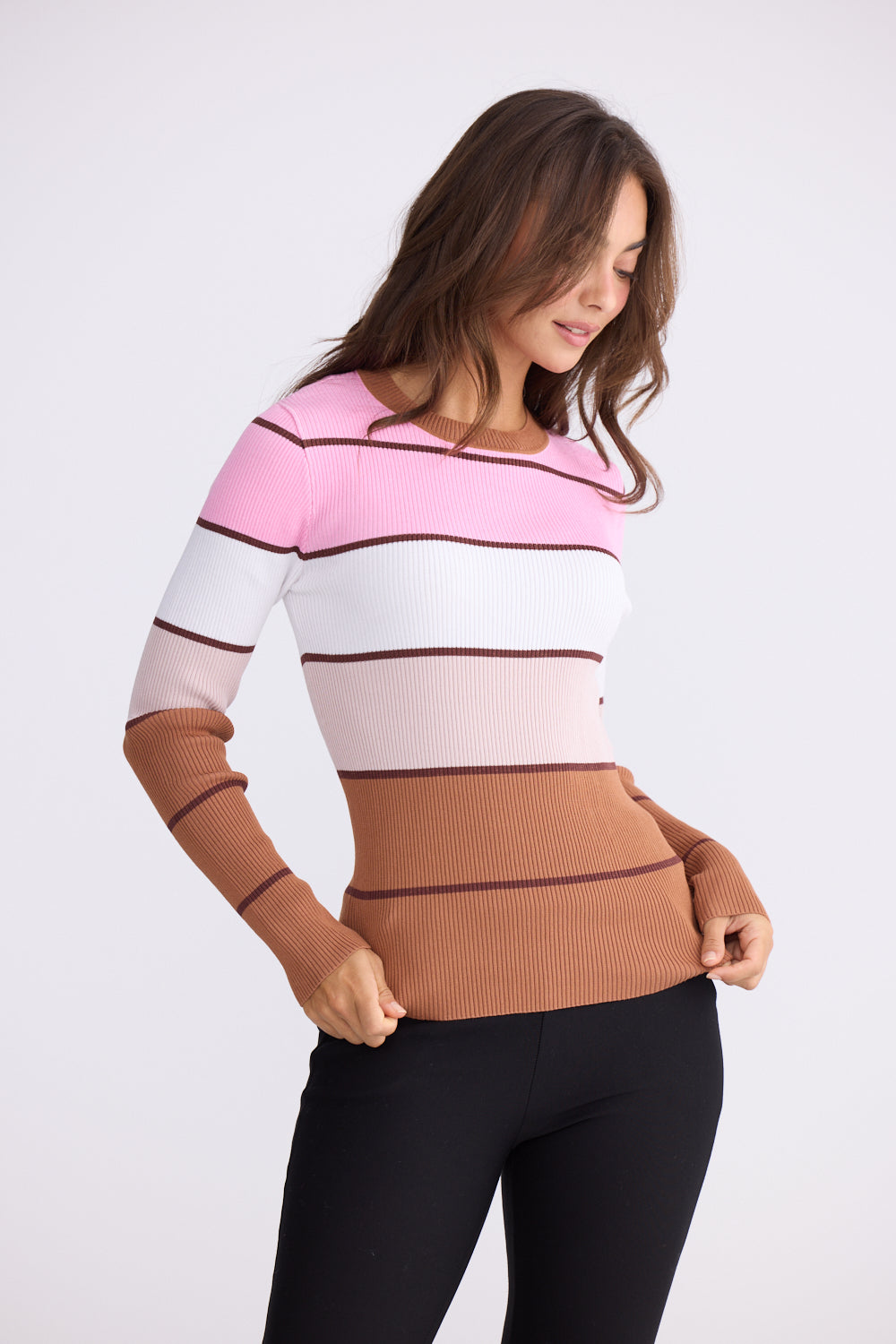 Brave + True Unley Knit Long Sleeve Top in Rose Stripe | Women's Clothing | Gretel Lane
