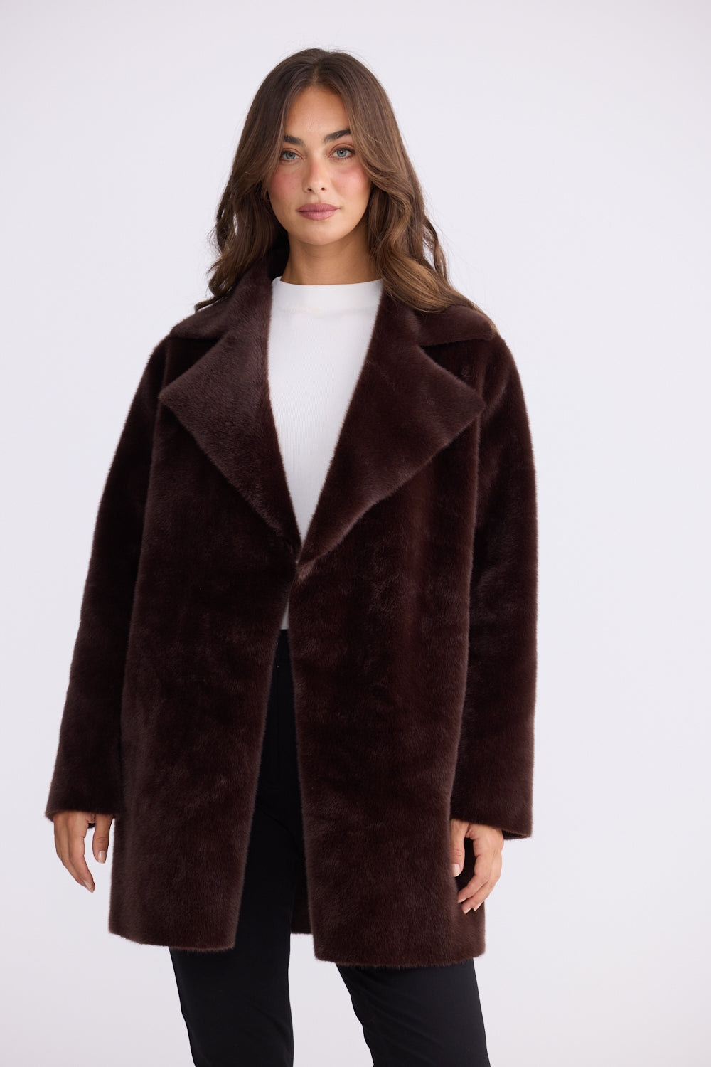 Brave + True Odette Faux Fur Reversible Coat in Chocolate | Women's Coats | Gretel Lane