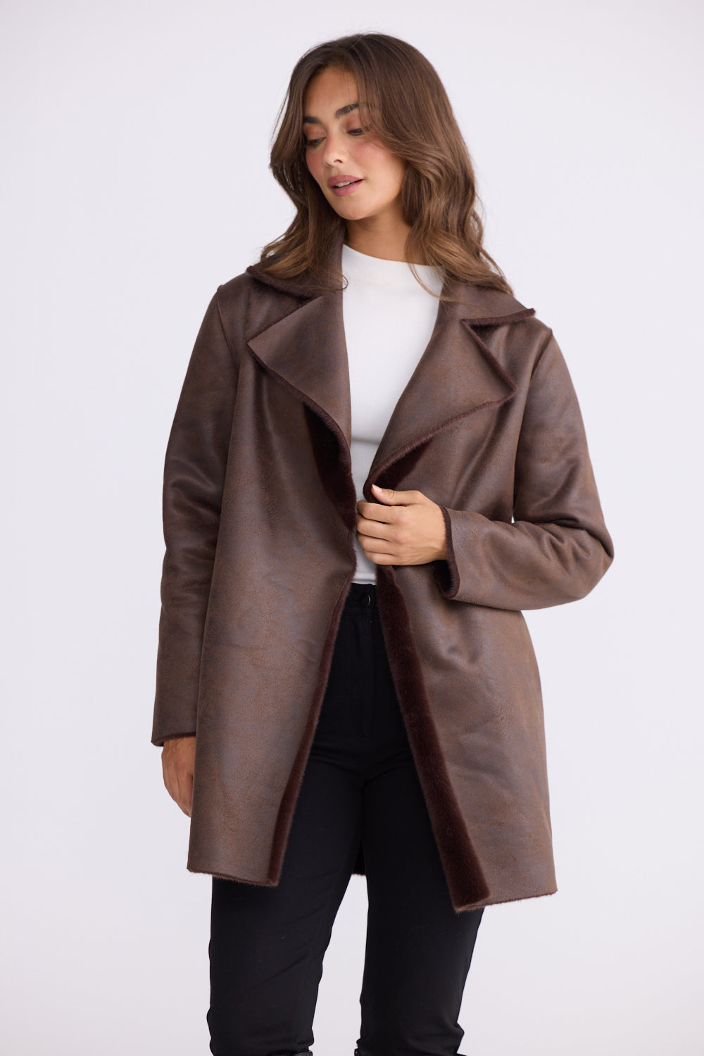 Brave + True Odette Faux Fur Reversible Coat in Chocolate | Women's Coats | Gretel Lane