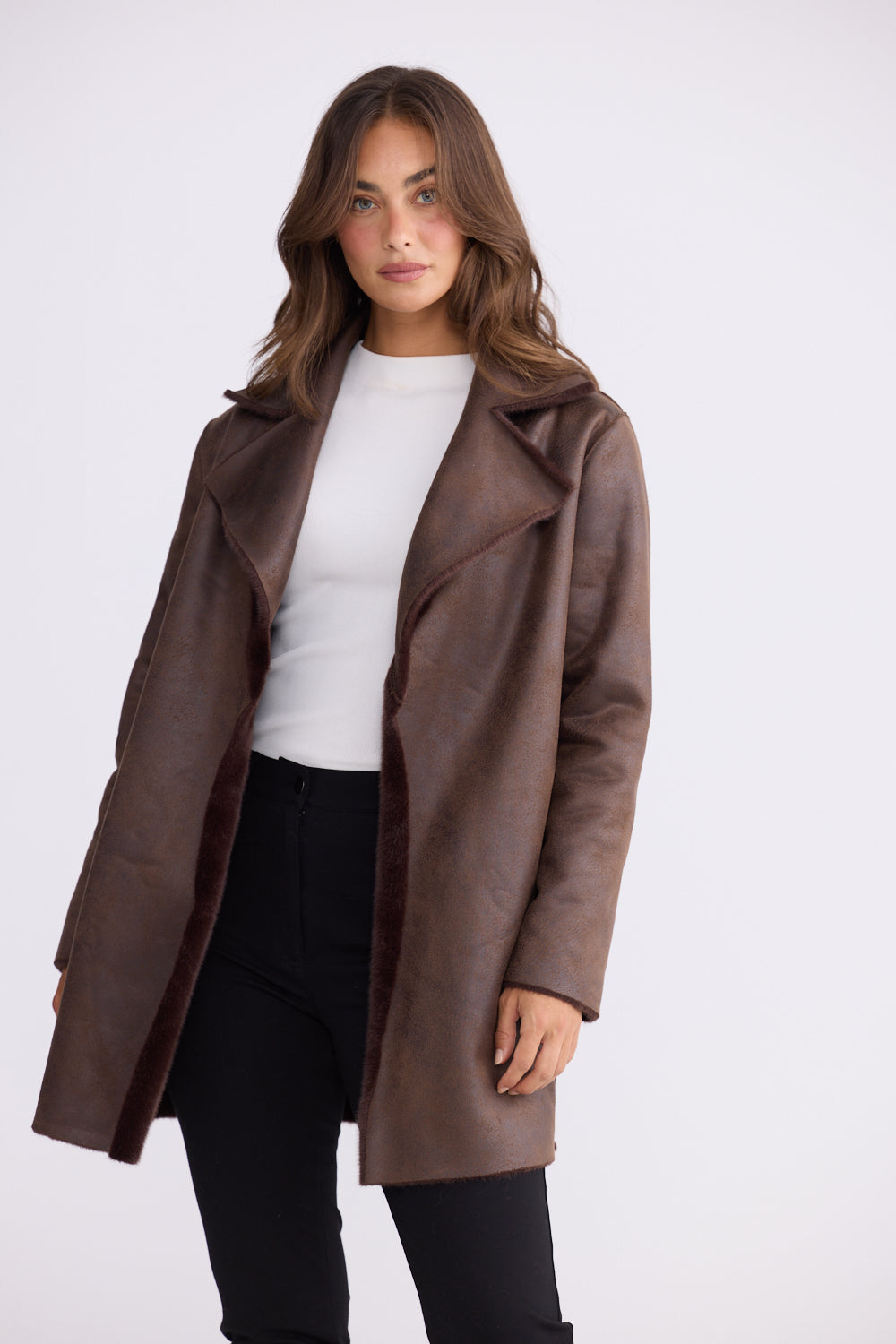 Brave + True Odette Faux Fur Reversible Coat in Chocolate | Women's Coats | Gretel Lane