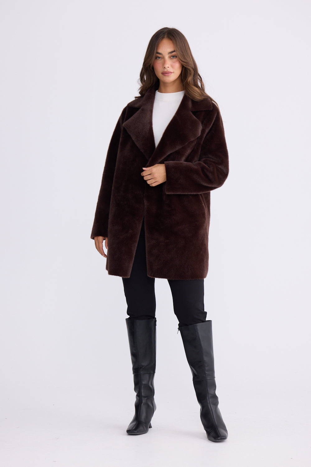 Brave + True Odette Faux Fur Reversible Coat in Chocolate | Women's Coats | Gretel Lane