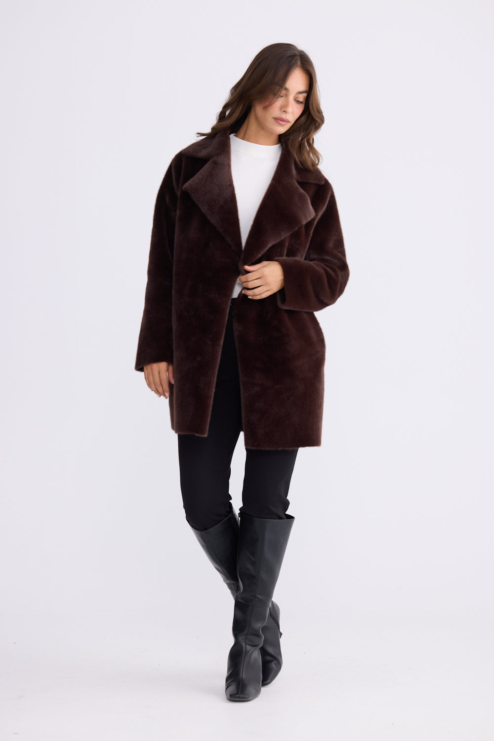 Brave + True Odette Faux Fur Reversible Coat in Chocolate | Women's Coats | Gretel Lane