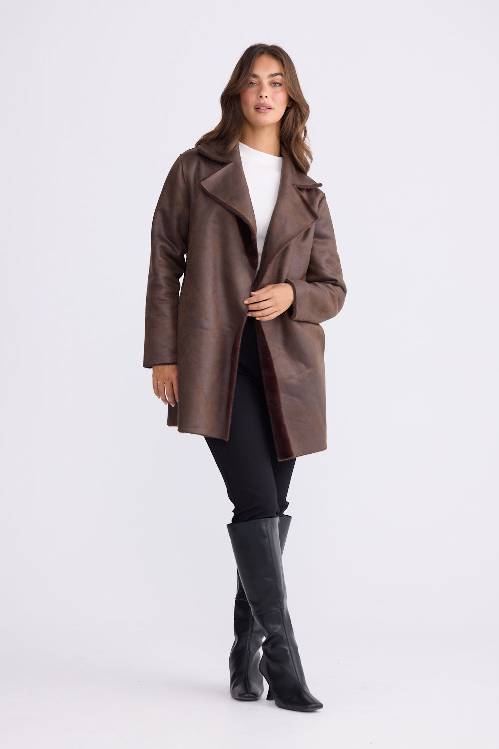Brave + True Odette Faux Fur Reversible Coat in Chocolate | Women's Coats | Gretel Lane
