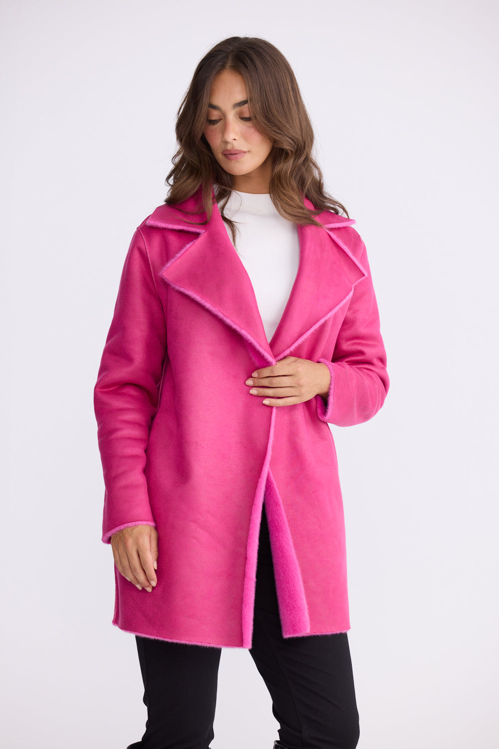 Brave + True Odette Faux Fur Reversible Coat in Hot Pink | Women's Coats | Gretel Lane