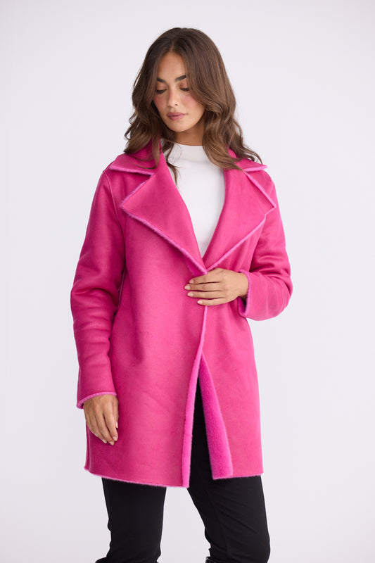 Brave + True Odette Faux Fur Reversible Coat in Hot Pink | Women's Coats | Gretel Lane