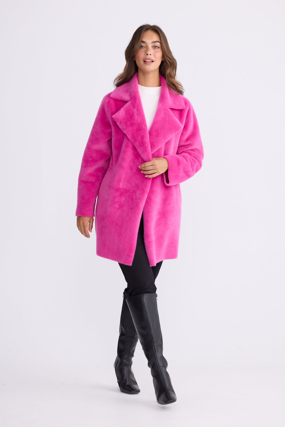 Brave + True Odette Faux Fur Reversible Coat in Hot Pink | Women's Coats | Gretel Lane