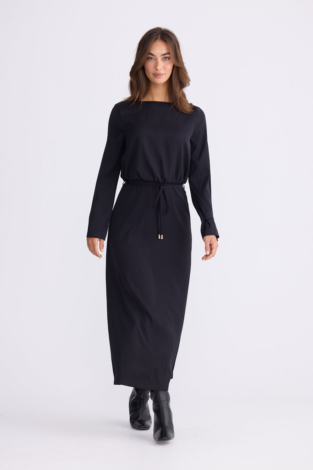 Brave + True Kensington Midi Long Sleeve Dress in Black | Women's Dresses | Gretel Lane