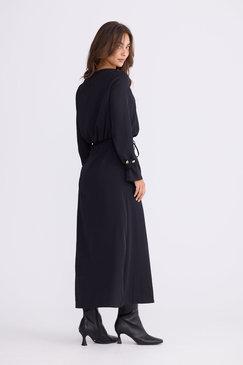 Brave + True Kensington Midi Long Sleeve Dress in Black | Women's Dresses | Gretel Lane