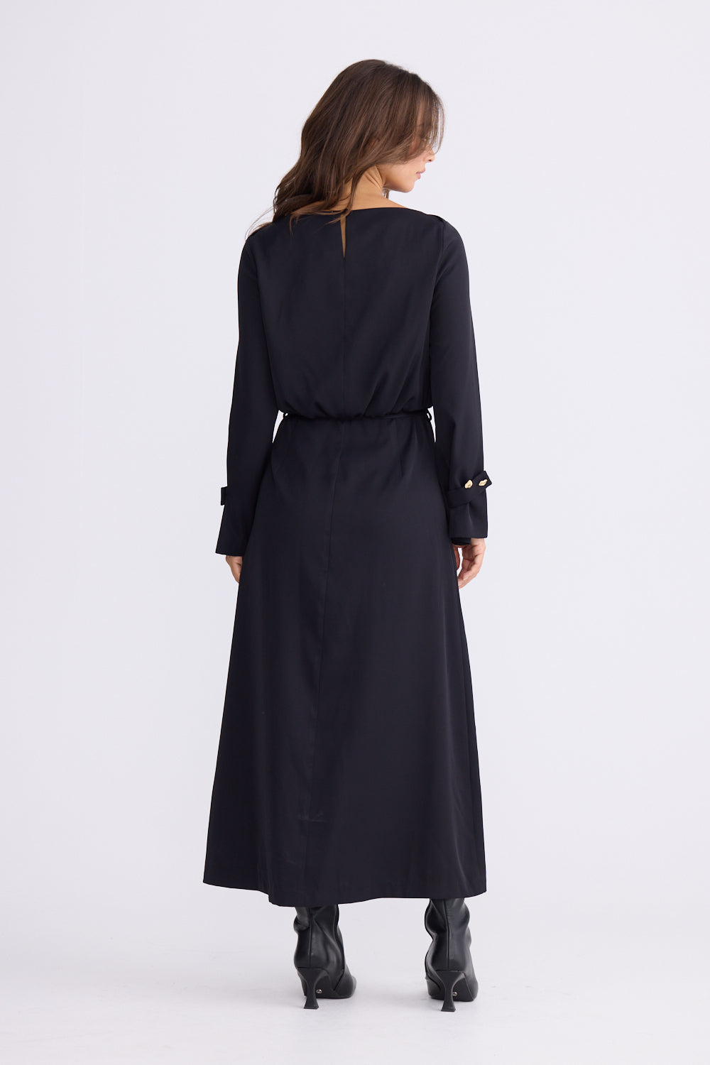 Brave + True Kensington Midi Long Sleeve Dress in Black | Women's Dresses | Gretel Lane