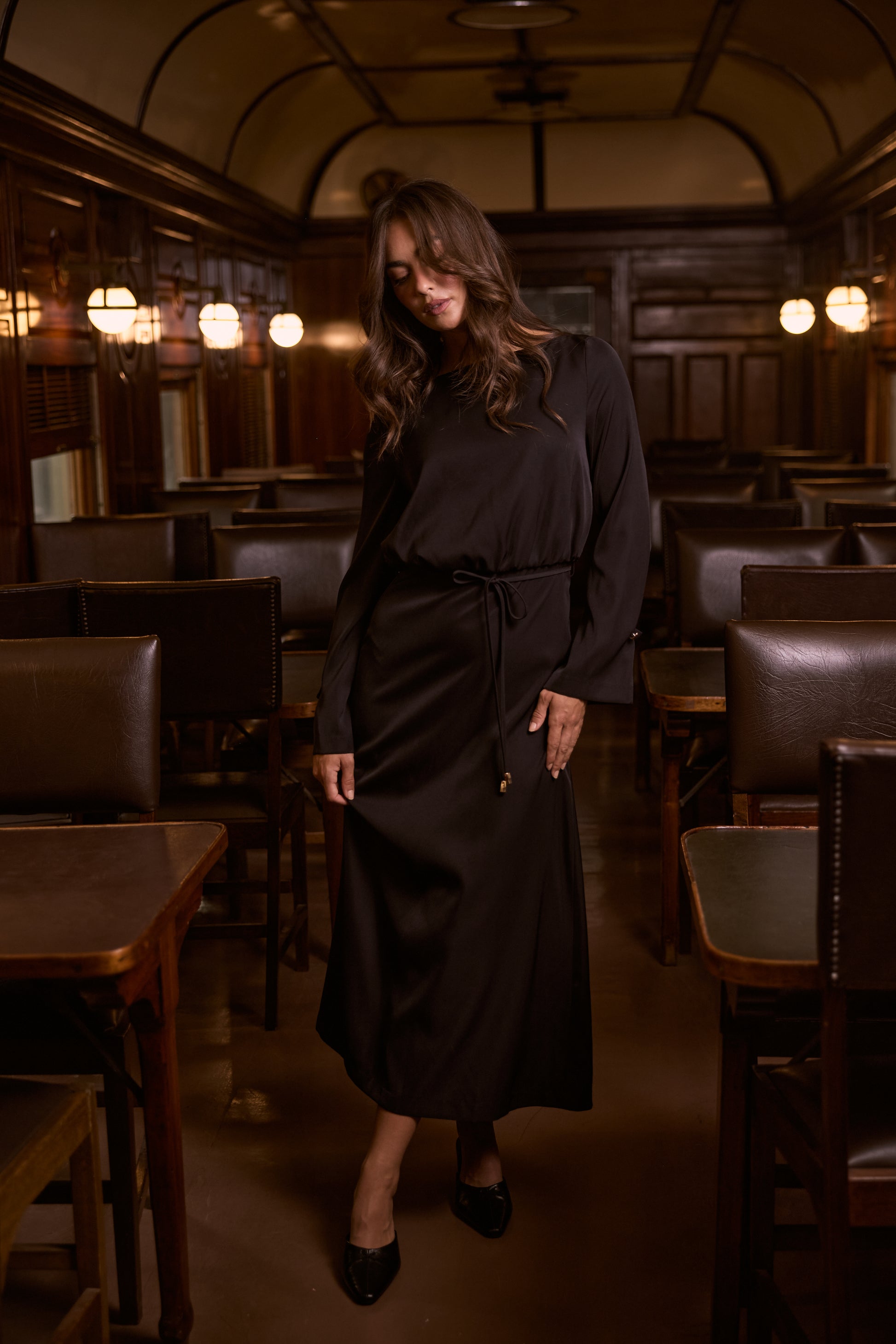 Brave + True Kensington Midi Long Sleeve Dress in Black | Women's Dresses | Gretel Lane