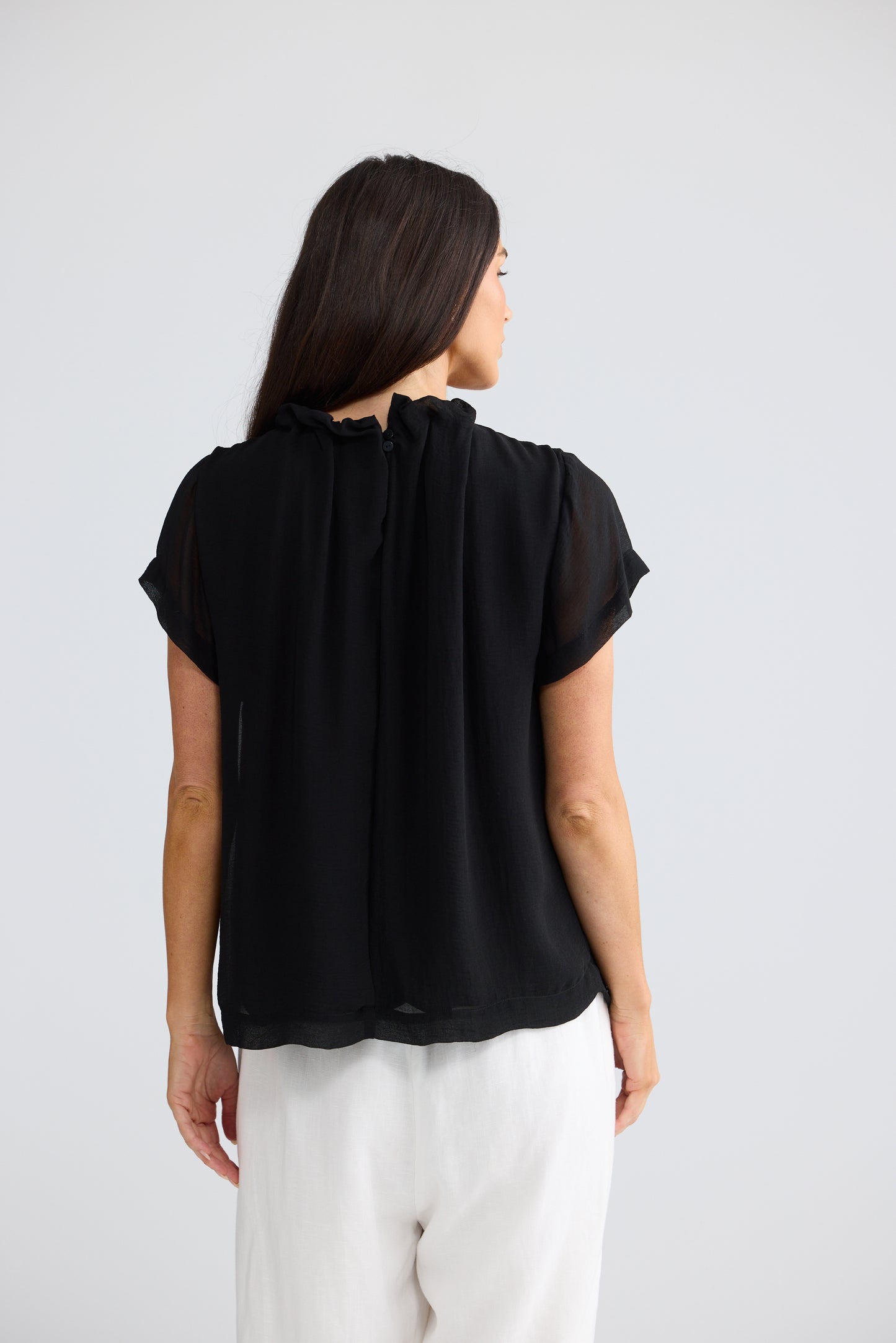 Brave + True Carina Georgette Short Sleeve Blouse Black | Women's Clothing | Gretel Lane