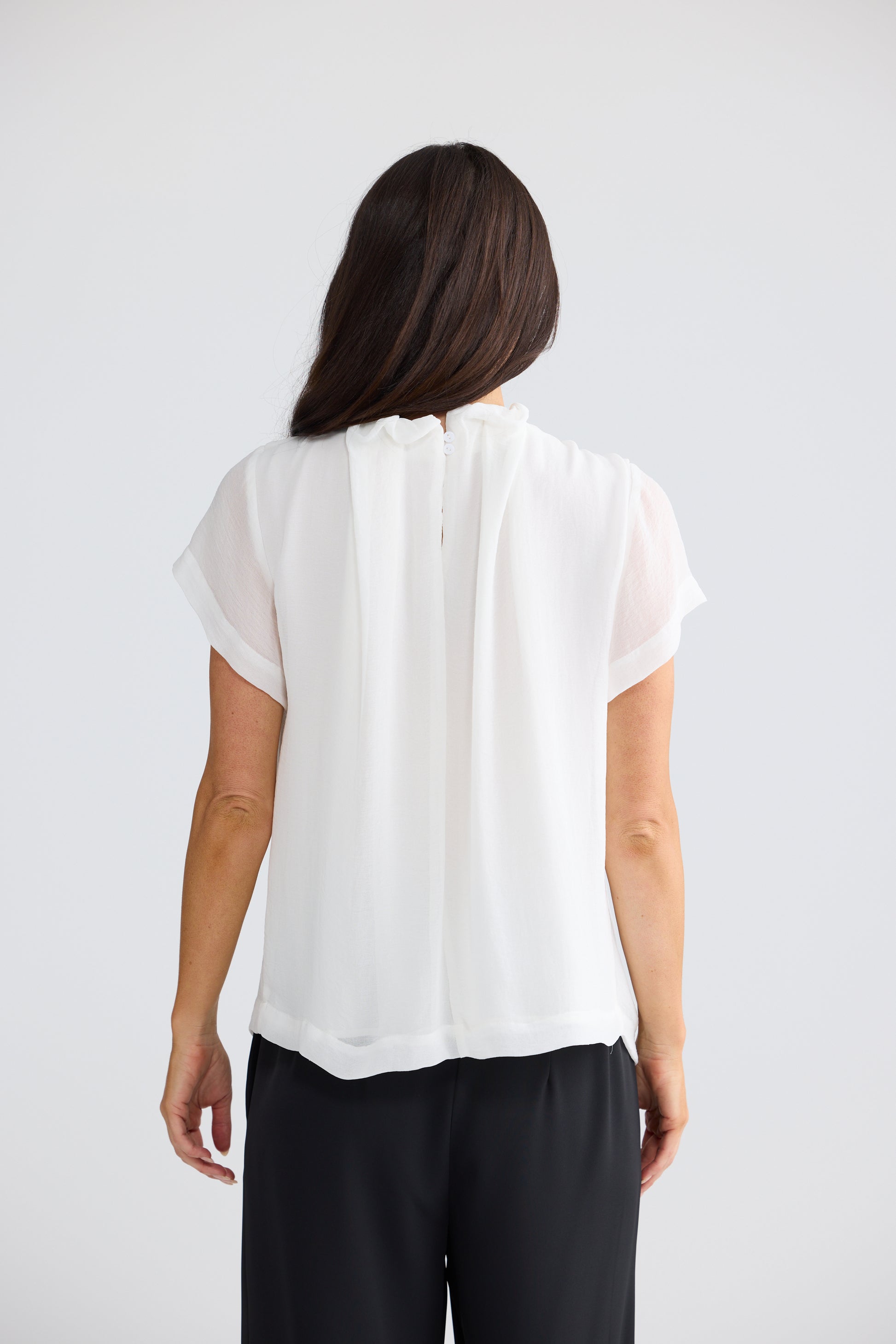 Brave + True Carina Georgette Short Sleeve Blouse White | Women's Clothing | Gretel Lane