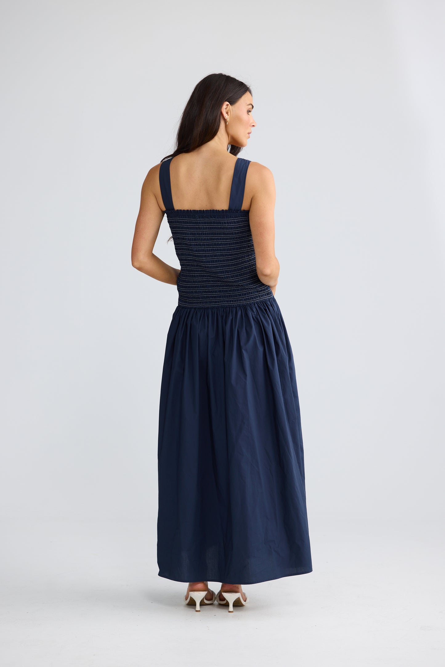 Brave + True Molly Shirred Bodice Maxi Dress Navy | Women's Dresses | Gretel Lane