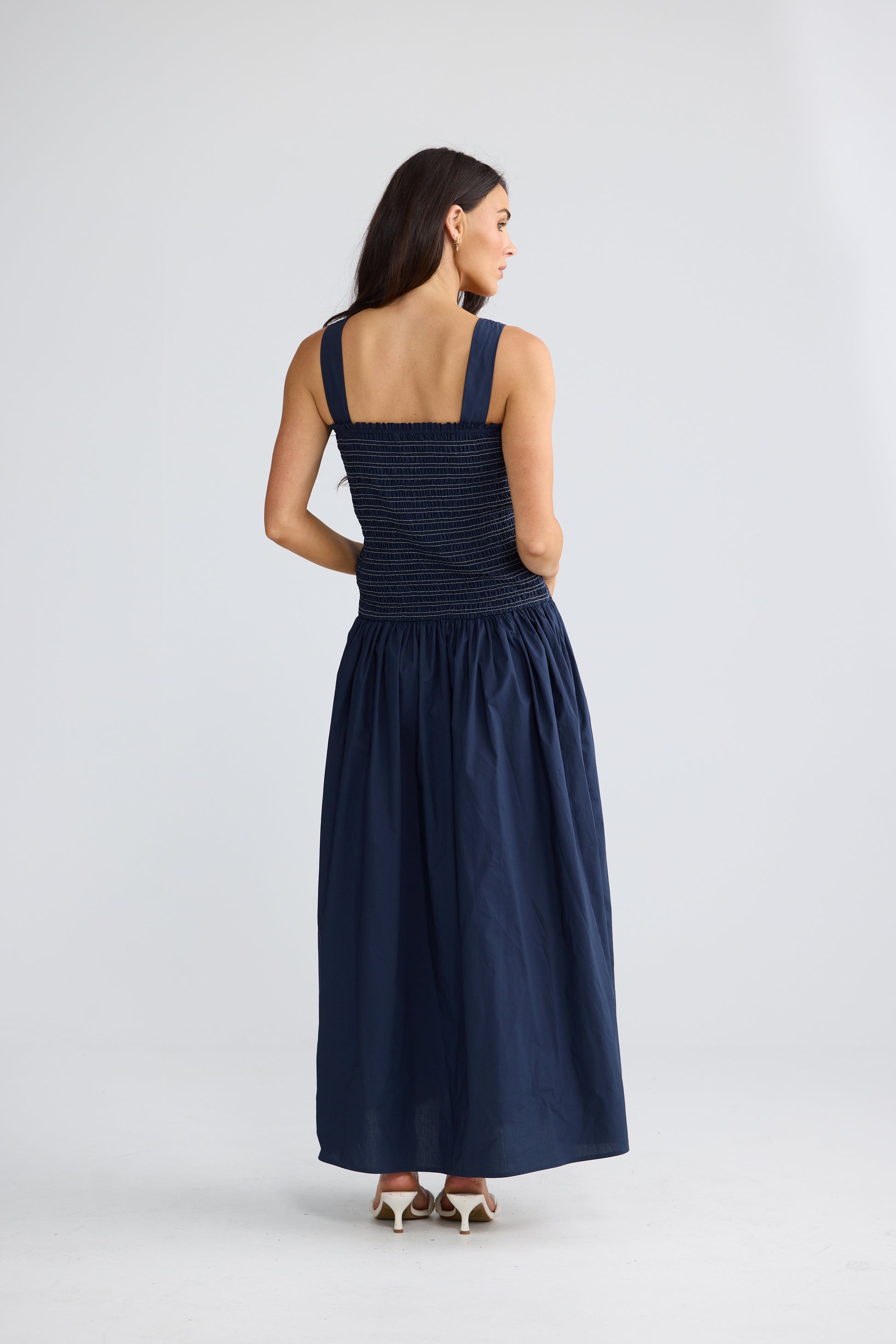 Brave + True Molly Shirred Bodice Maxi Dress Navy | Women's Dresses | Gretel Lane