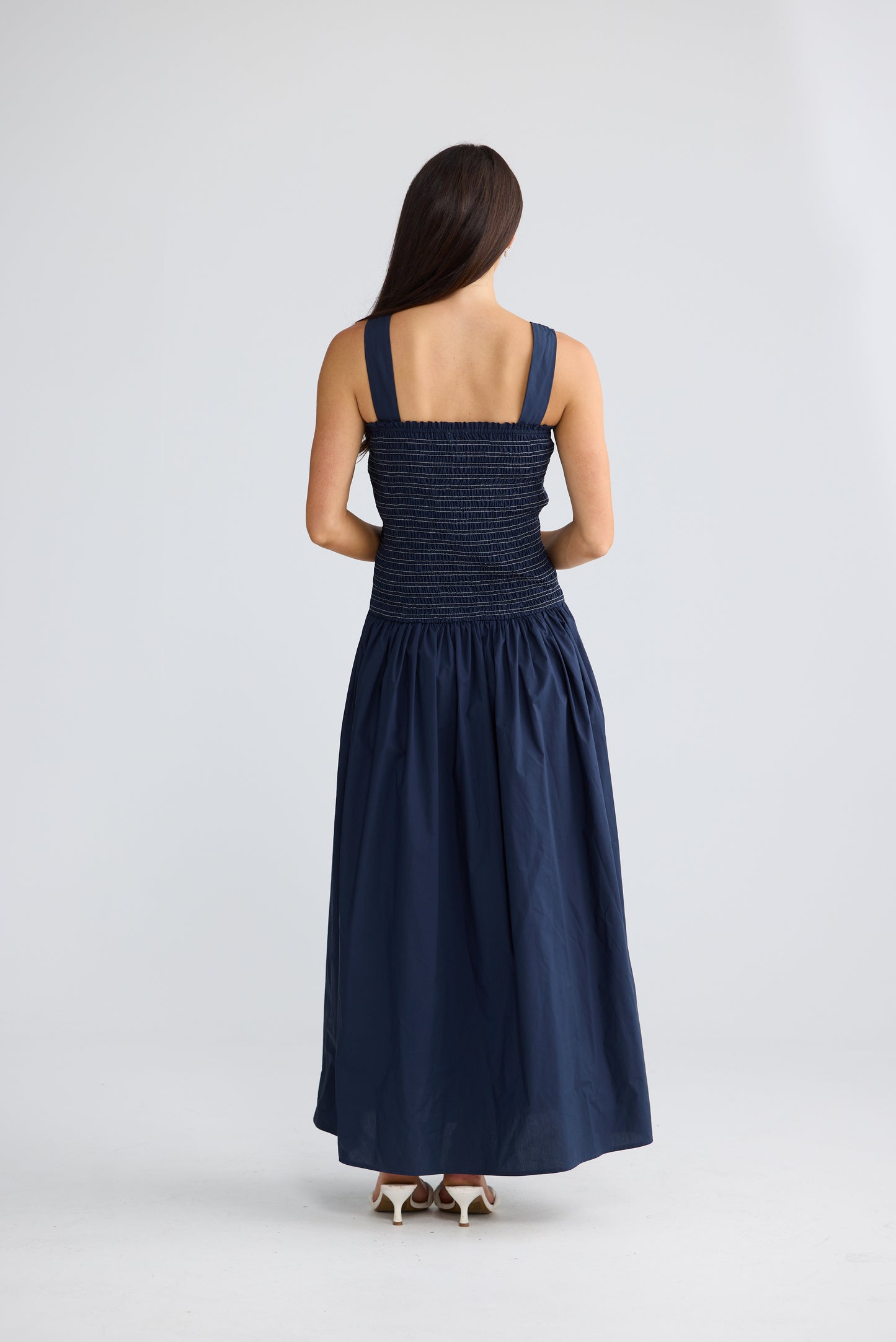 Brave + True Molly Shirred Bodice Maxi Dress Navy | Women's Dresses | Gretel Lane