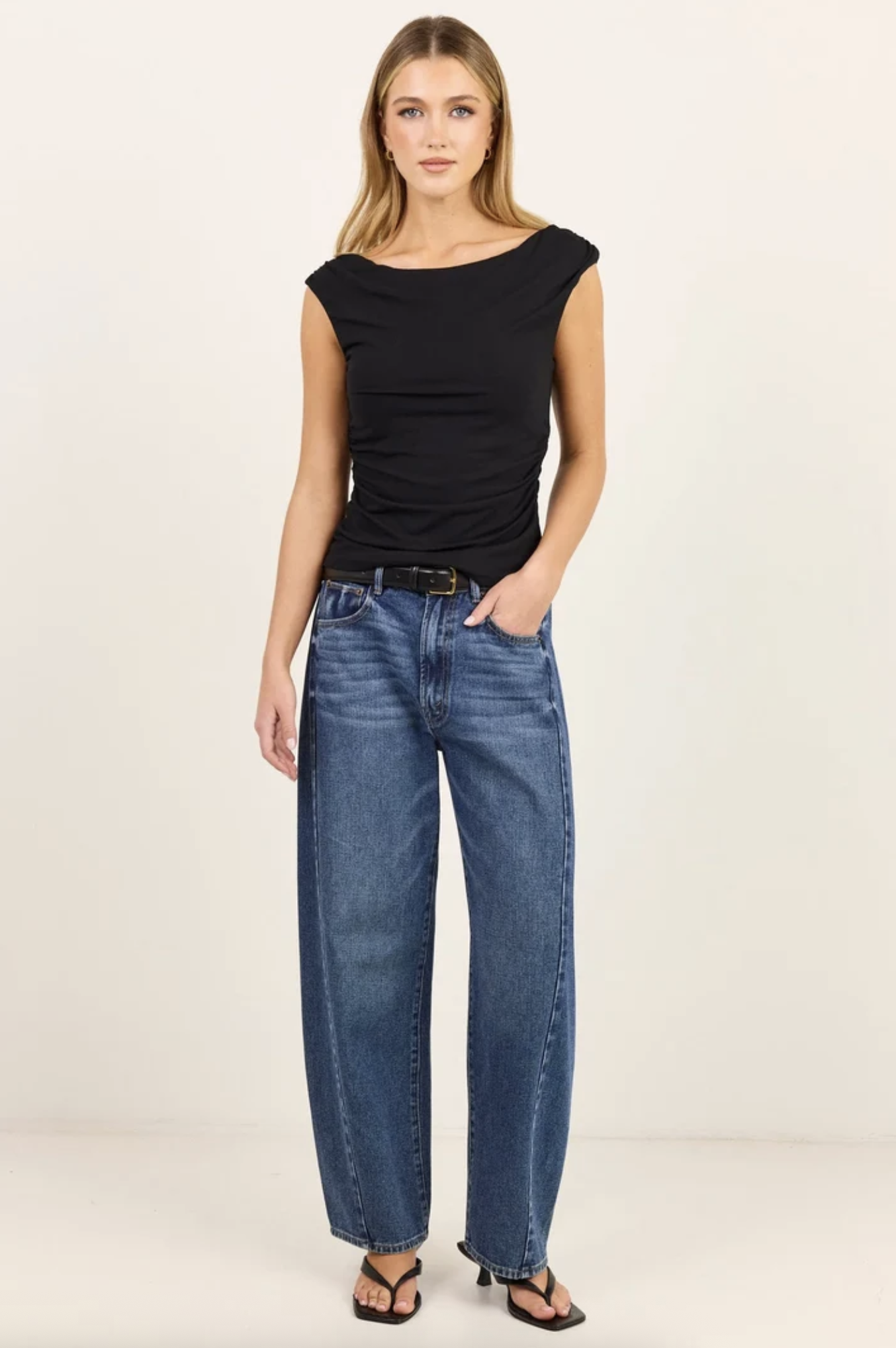 Stories Be Told Backstreet Boat Neck Sleeveless Top Black Stretch | Women's Clothing | Gretel Lane